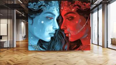 Indian Goddesses Illustration Wall mural