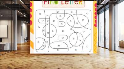 Coloring page for Letter Tracing Book. Color by letter B. Flash card for toddler and teacher. Vector printable page for Activity book Wall mural