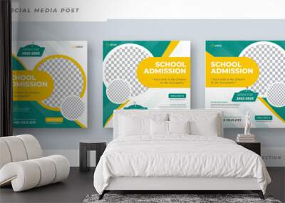 School admission social media post banner design template Wall mural