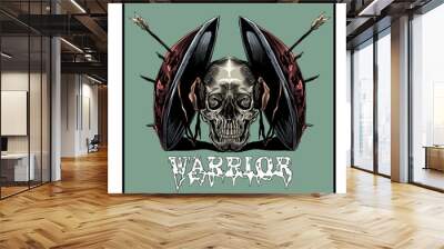 illustration of a skull with a war shield.

 Wall mural