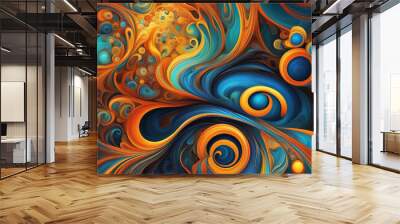 an imaginative abstract digital art painting exploring swirling organic shapes Wall mural