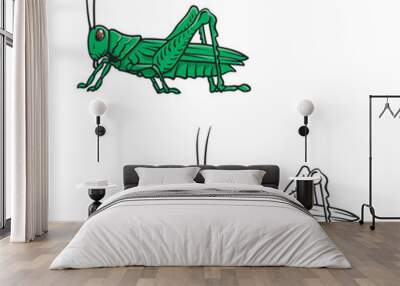 Cartoon grasshopper drawing with line art style. Simple design outline style. Easy to edit. Vector illustration Wall mural