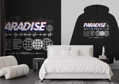 paradise typography, streetwear graphic design Abstract  illustration, for hoodie, urban style design, t shirt, etc Wall mural