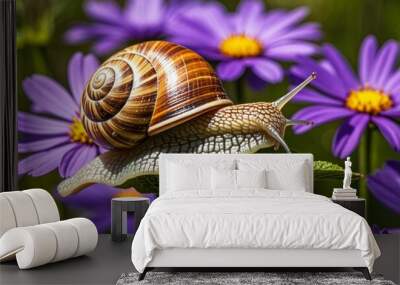 snail on a flower Wall mural