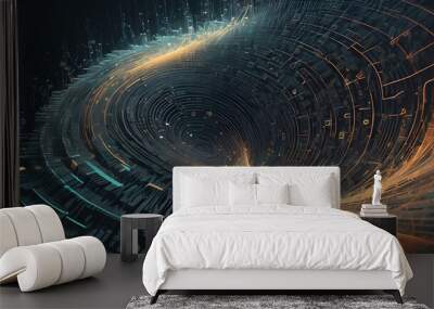 3d abstract wallpaper infographic explain background with binary code Wall mural