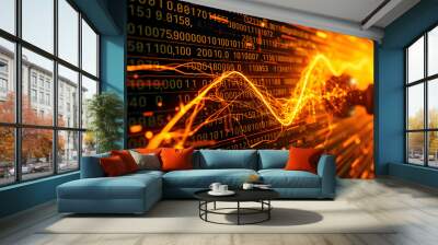 3d abstract wallpaper infographic explain background with binary code Wall mural