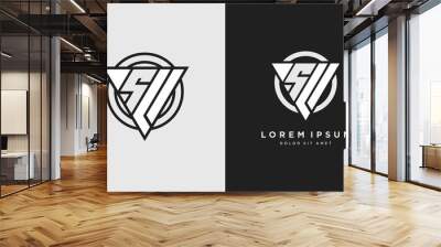 Letter SL triangle logo icon modern stylish monogram design Wall mural