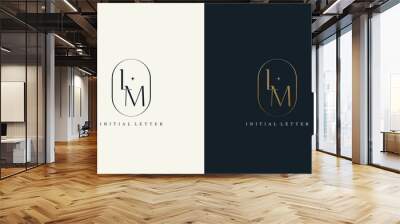 premium LM logo monogram with gold circle frame. luxury initials design minimal modern typeface Wall mural