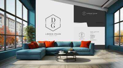 simple hexagon DG monogram logo icon. Modern elegant minimalist design with professional business card template Wall mural