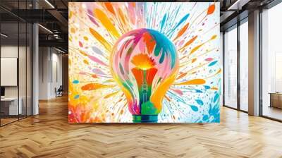 Green energy light bulb. The lightbulb represents green energy and conservation. Can also be used as an smart idea or innovation concept. JPEG version of vector illustration. Wall mural