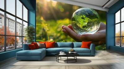 Holding the Earth: A Symbol of Nature's Importance Wall mural