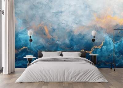 Oriental mountain landscape made of gold and jade Wall mural