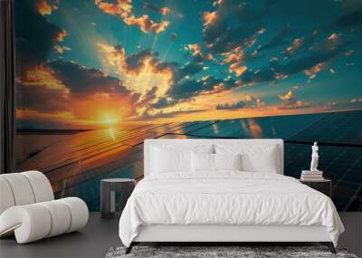 Solar Panels at Sunset Wall mural