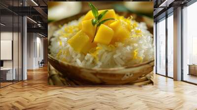 Sweet sticky rice with coconut milk and mango Wall mural