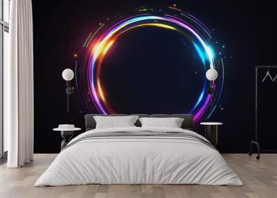 A vibrant neon circle of light. Wall mural