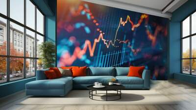 a?'imagine: Elegant line graph on a clean background, showcasing gradual market growth with a smooth upward slope. Wall mural