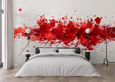 bright dark red color splashing on white background, abstract background splashing of Red color. Wall mural