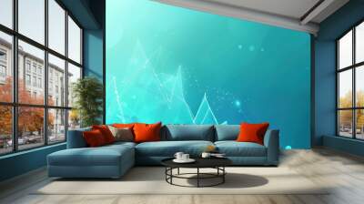 Clean line graph on soft turquoise background, rising trend, market growth illustration, elegant simplicity Wall mural