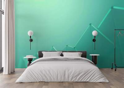 Elegant line graph on mint green background, rising steadily, market growth signal, minimalist style Wall mural