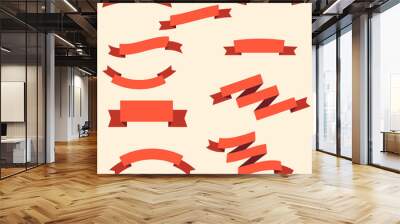 Flat Ribbon Vector Art and Icon Design Wall mural