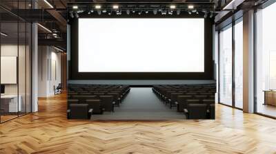 Large white screen in empty theater ready for movie presentation Wall mural