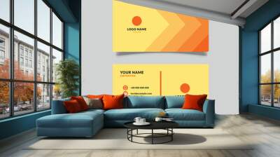 business card with layered orange color concept, vector design graphic Wall mural