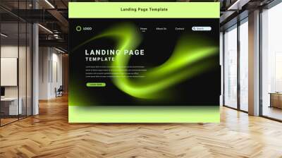 modern landing page template design, abstract gradation fluid pattern style, black color background vector Wall mural