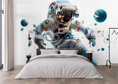 isolated of spacecraft planets and Astronaut in outer space Wall mural