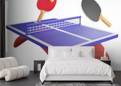 Table tennis competition clipart flat design icon isolated on transparent background, 3D render sport and exercise concept 2 Wall mural