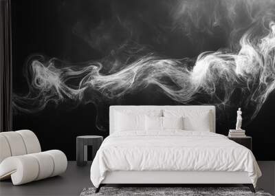 A long, white smoke trail is shown in black and white Wall mural