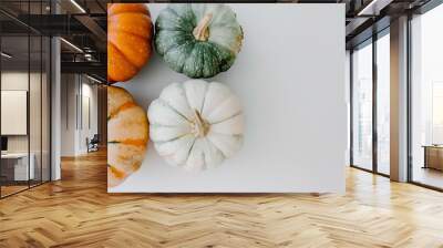 Colorful pumpkins isolated on a white background. Halloween atmosphere concept Wall mural