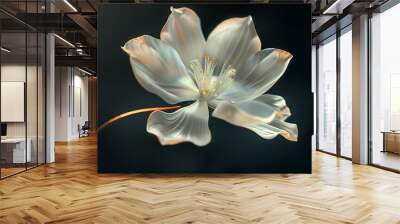 Exotic unusual beige flower close-up on a dark background. Ideal for web, banners, cards and more Wall mural