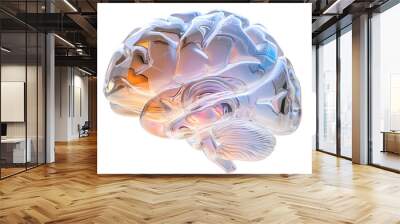 Gradient glass 3d brain isolated on white background Wall mural