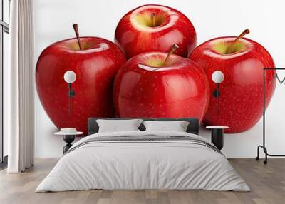 Fresh red apples isolated on a pristine white background. Generative AI Wall mural