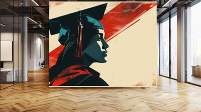 Vintage-inspired design infused with the essence of pop art style for graduates' successes Wall mural