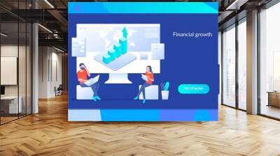 Financial growth. Project management, business communication, workflow and consulting. Vector illustration concept Wall mural