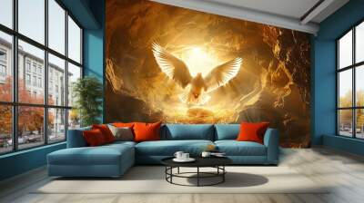 The angel of light brings hope and salvation to the world. Wall mural