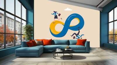 business cycle, infinity routine job or career path, competition to success or working process loop, Wall mural