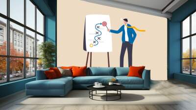 Business strategy planning, marketing tactic or winning strategy to achieve target, project blocker and solution to be success concept, smart businessman presenting business strategy on whiteboard. Wall mural