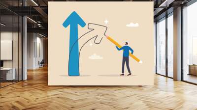 Change direction or career path for best opportunity, turn or transform to different direction, choice or alternative way to progress concept, businessman draw new arrow metaphor of change direction. Wall mural