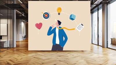 Design thinking process, strategic thinking to create and develop solution to solve problem concept, businessman thinking with empathy, define, ideate, prototype and test idea for implementation. Wall mural