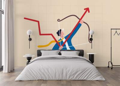 Economic recovery, change to rising up profit or growth, success improve business revenue or increase investment earnings concept, smart businessman turn down trend graph to be rising up with his bow. Wall mural