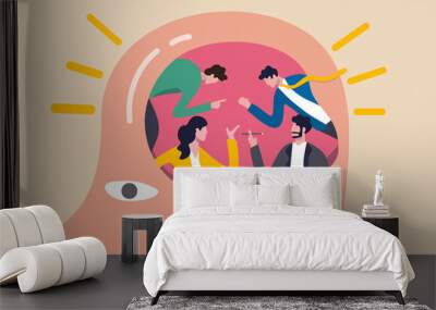 People brainstorming for big idea and business solution, teamwork or collaboration discuss creative thinking concept, business office people brainstorming in human brain with bright lightbulb effect. Wall mural