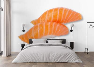 Salmon nigiri sushi on white background Wall mural