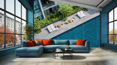 Pool of the condominium. Wall mural