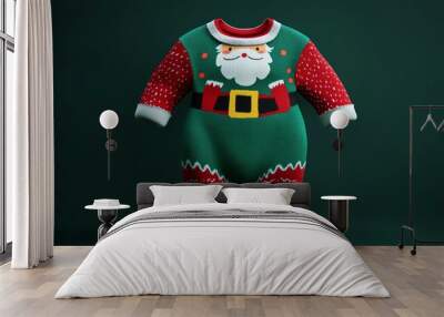 A festive Christmas onesie with Santa design, perfect for holiday celebrations and cozy winter gatherings. Wall mural