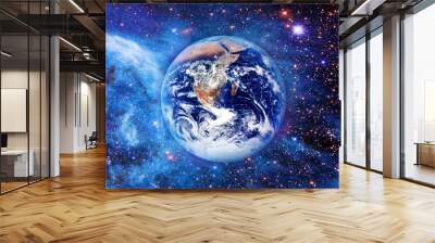 Landscape of Planet, Earth and milky way view from space. (Elements of this image furnished by NASA) Wall mural