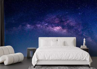 Landscape with Milky way galaxy. Night sky with stars. Wall mural