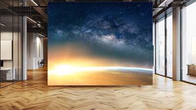 Landscape with Milky way galaxy. Sunrise and Earth view from space with Milky way galaxy. (Elements of this image furnished by NASA) Wall mural