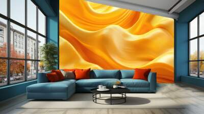 Abstract 3D golden yellow background with smooth waves and flowing lines, perfect for dynamic and modern designs. Wall mural